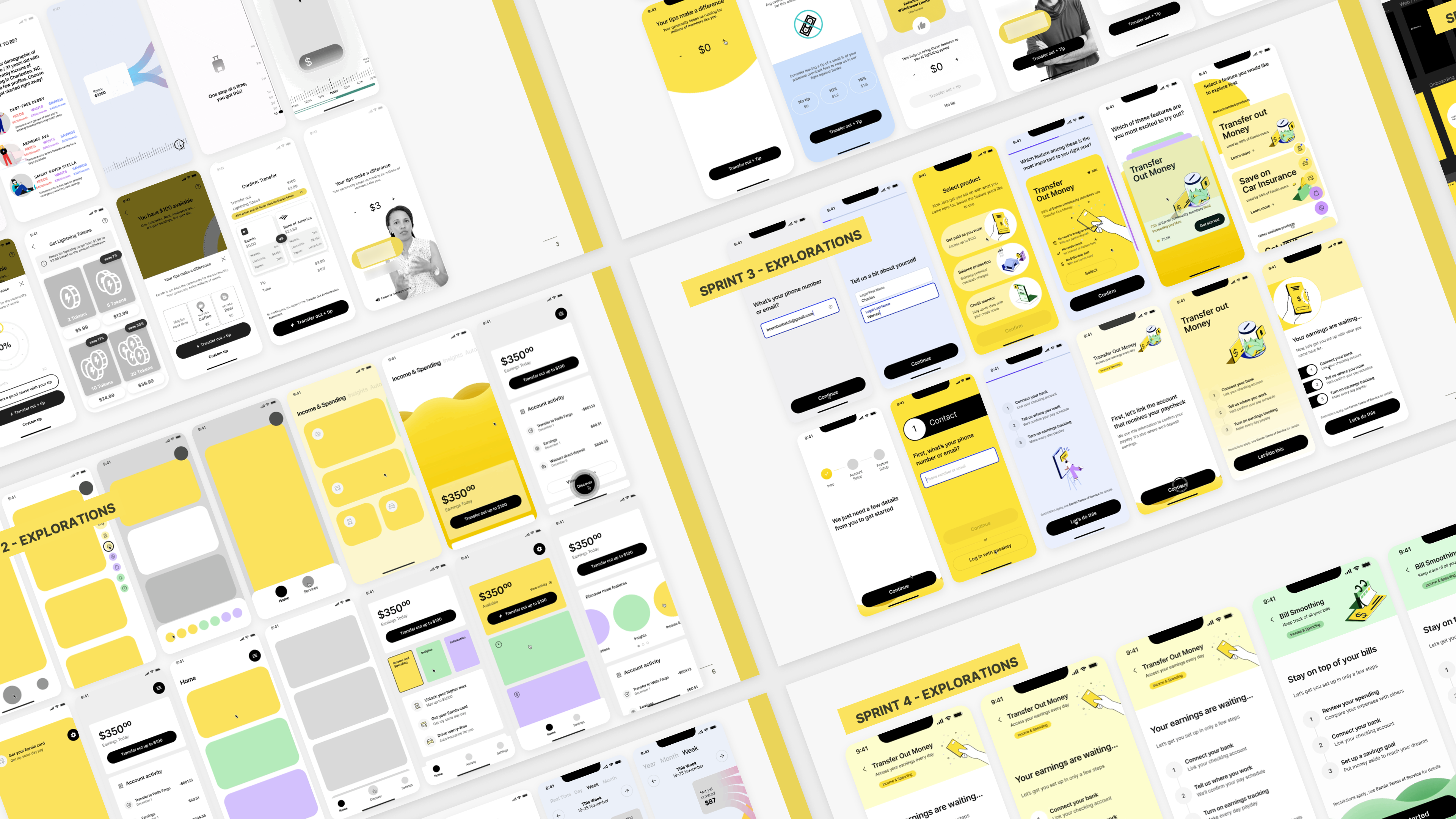 Exploration from different sprints working with a financial service client